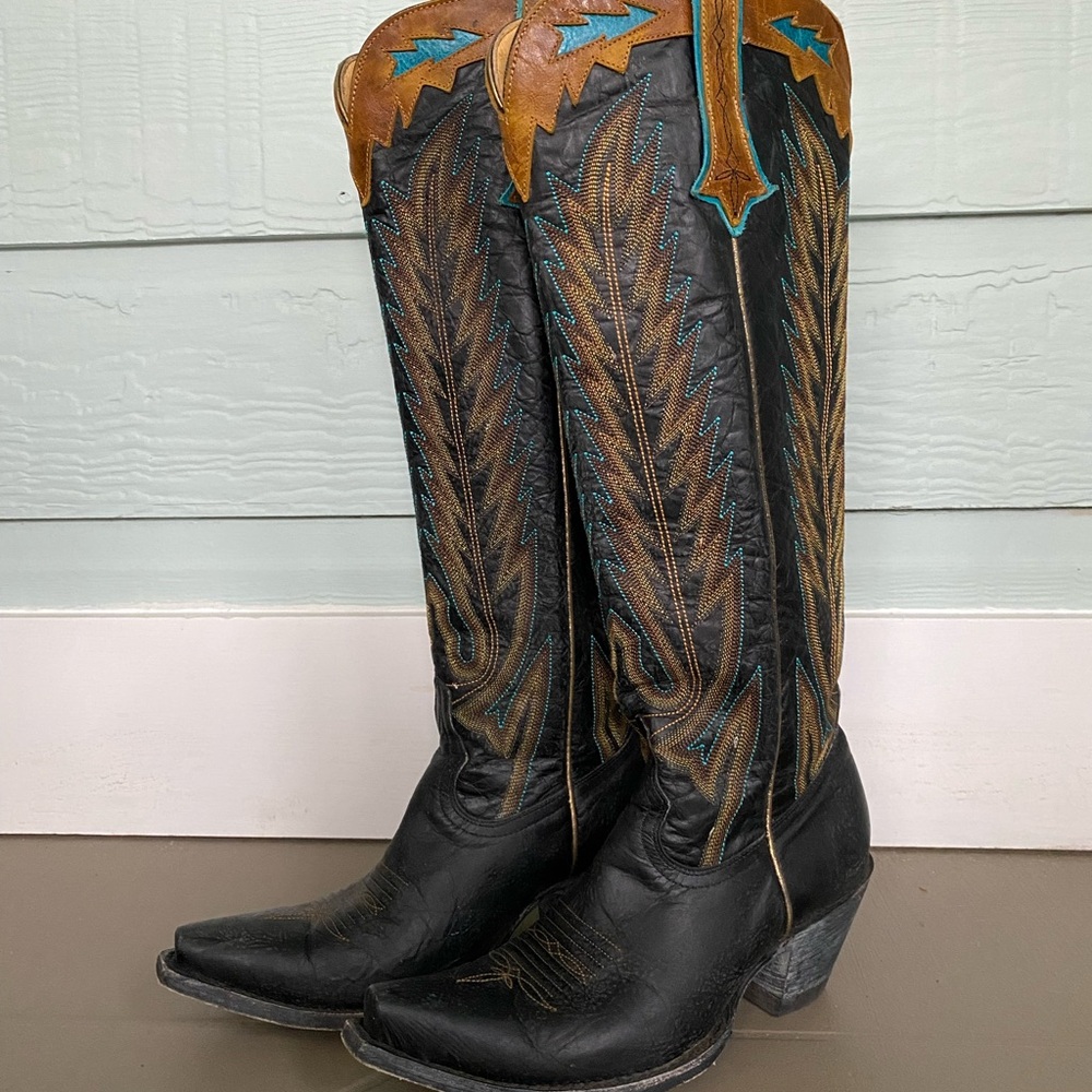 Old Gringo Black and Brown Heeled Boots
